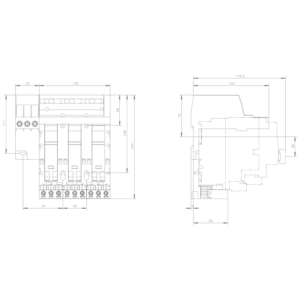Infeed left Connection main circuit: screw terminal 3 slots for compact load feeders Connection terminal maximum 25 mm2 / 35 mm2 - Image 3