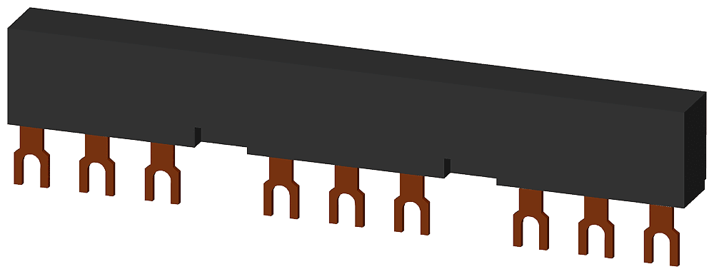 3-phase busbars modular spacing 55 mm for 3 breakers + accessories fork shape connections by Siemens