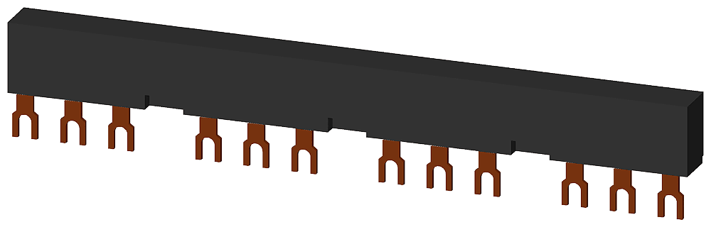 3-phase busbars modular spacing 55 mm for 4 breakers + accessories fork shape connections by Siemens