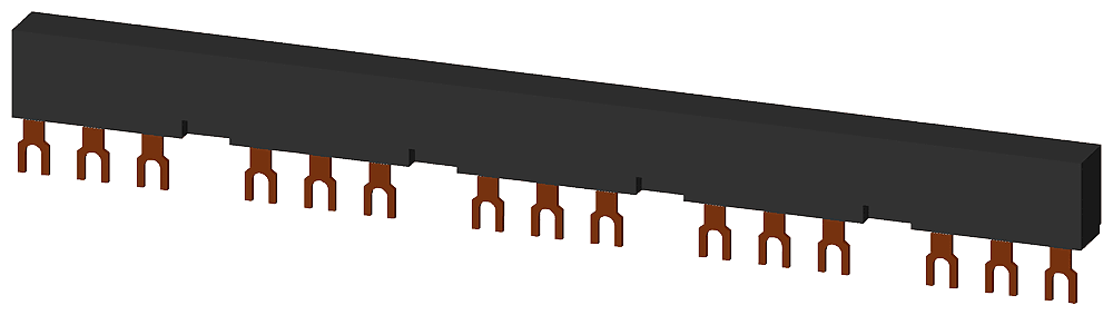 3-phase busbars modular spacing 55 mm for 5 breakers + accessories fork shape connections by Siemens