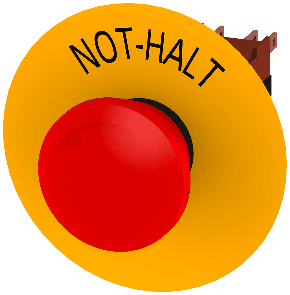 Emergency stop mushroom pushbutton by Siemens