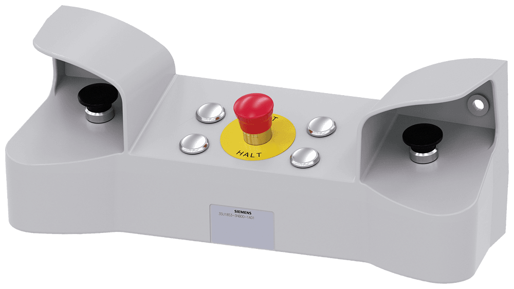 two-hand operation console for command devices by Siemens