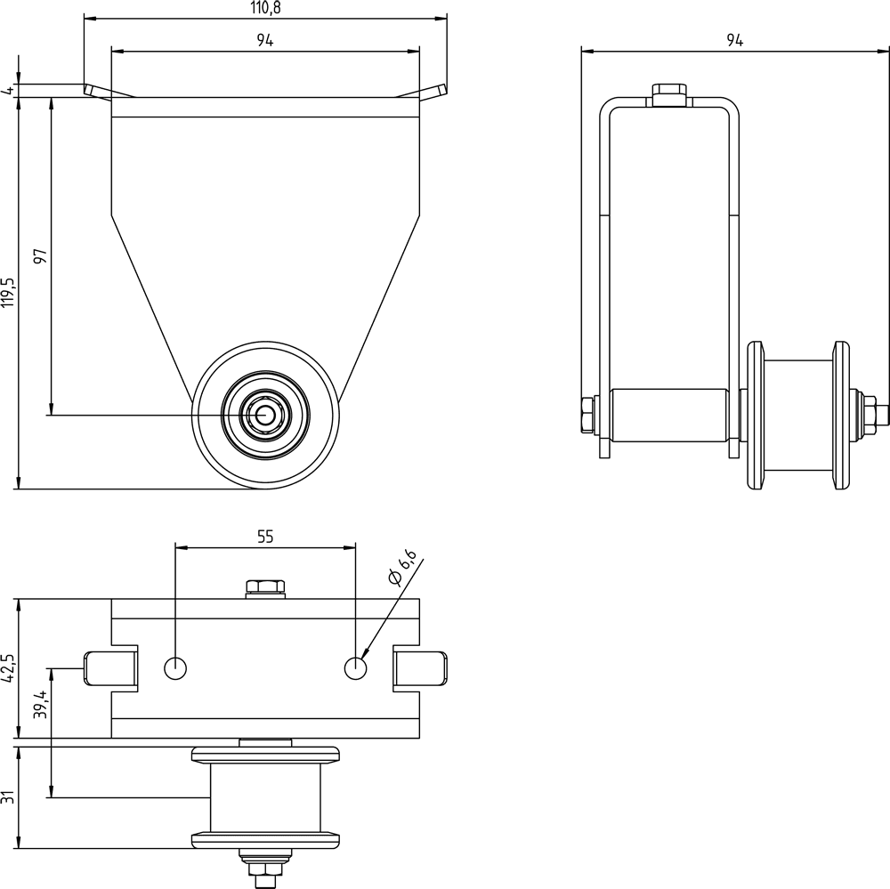 SIDOOR deflector unit with guide pulley for deflection of the SIDOOR toothed belt - Image 2