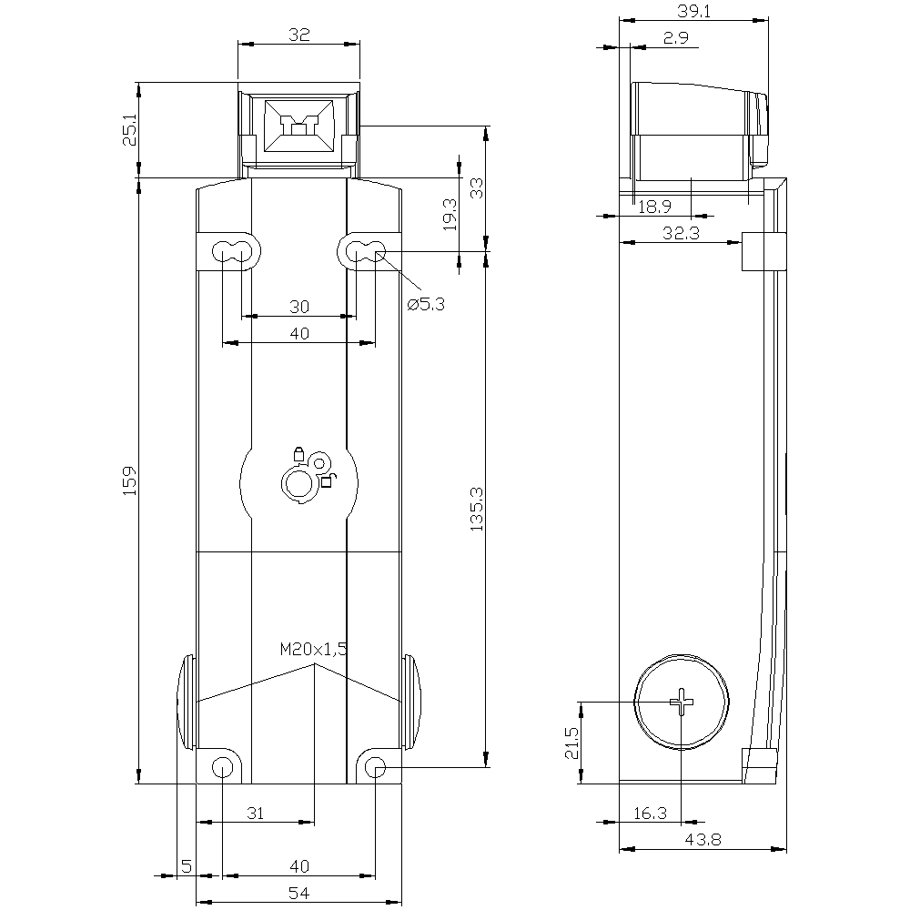 safety position switch with guard lock locking force 2600 N 5 approach directions spring-locked auxiliary release on the front magnet voltage 115 V AC monitoring actuator 2 NC/1 NO monitoring magnet 2 NC/1 NO supplied without actuator - Image 3