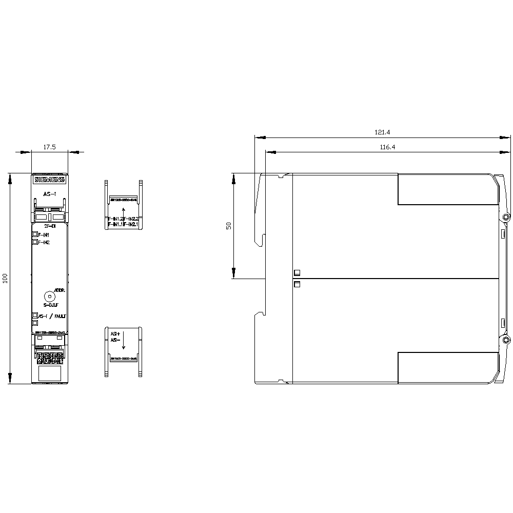 ASIsafe SlimLine Compact module SC17.5F digital safety 2 F-DI - Image 2
