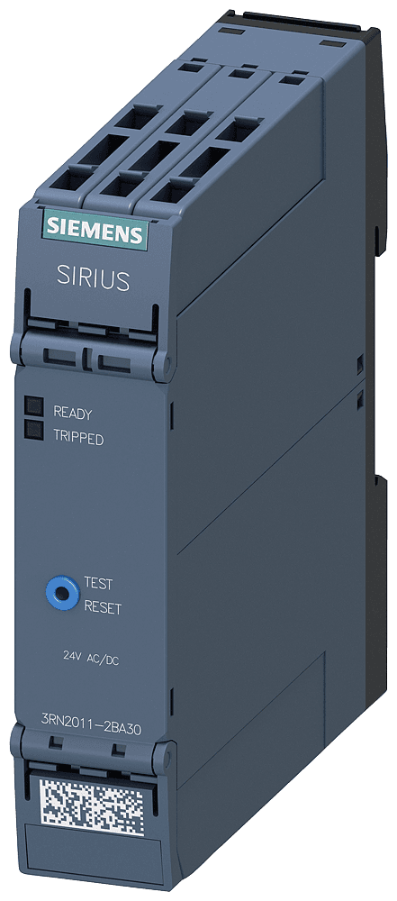 thermistor motor protection relay standard evaluation unit 22.5 mm enclosure spring-loaded terminal 2 changeover contacts Us = 24 V AC/DC manual/remote RESET with ATEX approval 2 LEDs (ready/tripped) electrical isolation test/RESET button wire-break monitoring short-circuit monitoring by Siemens