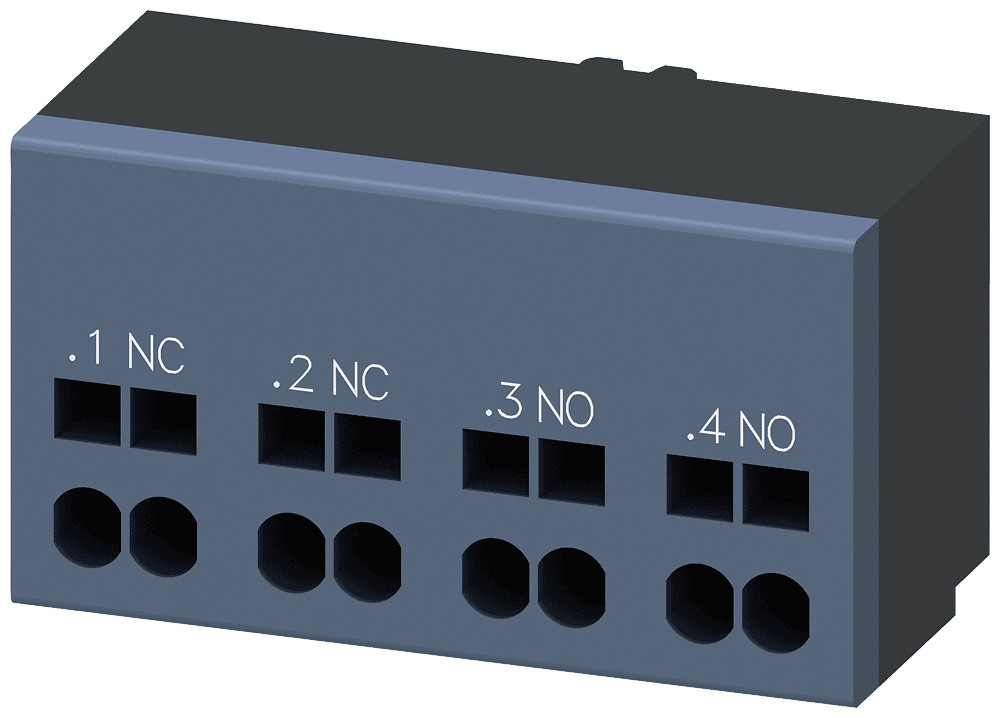 Auxiliary switch 1 NC contact 1 NO contact Connection control circuit: Spring-type terminal by Siemens