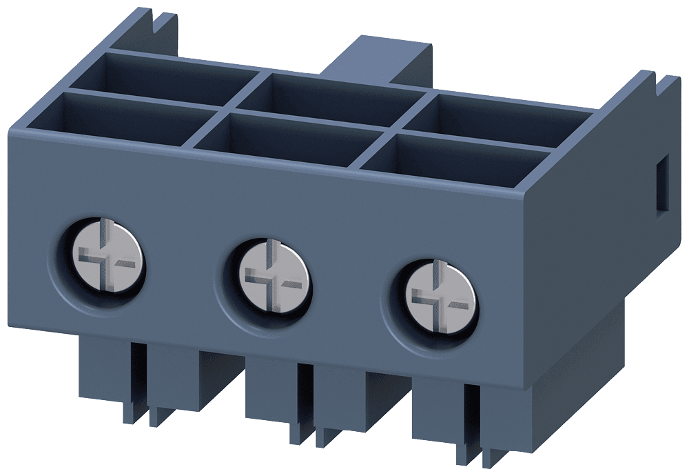Main circuit terminals (input and output side) Connection main circuit: screw terminal 2 main circuit terminals per package (1 x input side 1 x output side  differ) by Siemens
