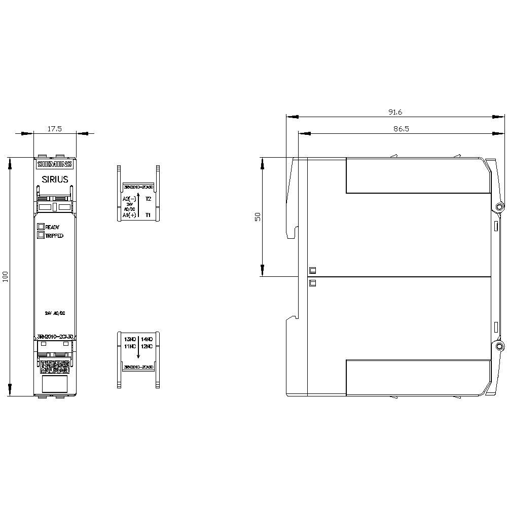 thermistor motor protection relay compact evaluation unit 17.5 mm enclosure spring-loaded terminal 1 NO contact - Image 2