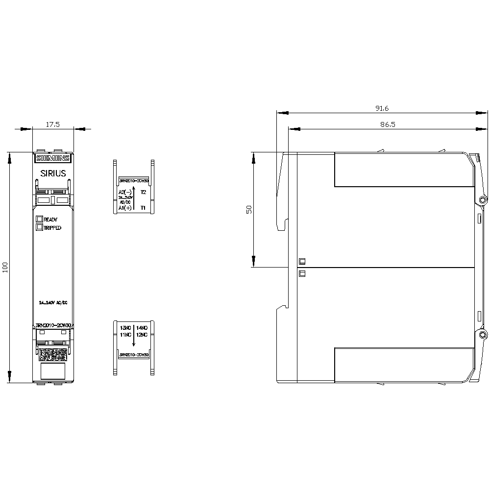 thermistor motor protection relay compact evaluation unit 17.5 mm enclosure spring-loaded terminal 1 NO contact - Image 2
