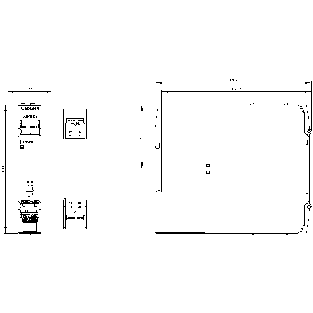 Positively driven coupling relay in industrial enclosure 1 NO contact / 1 NC contact 24 V DC SIL 2 / PL c spring-type terminal (push-in) - Image 2