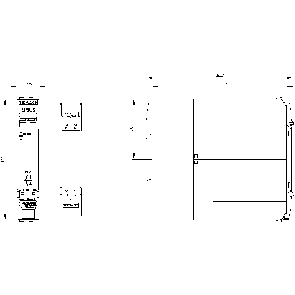 Positively driven coupling relay in industrial enclosure 1 NO contact / 1 NC contact 24 V DC SIL 2 / PL c screw terminal - Image 2