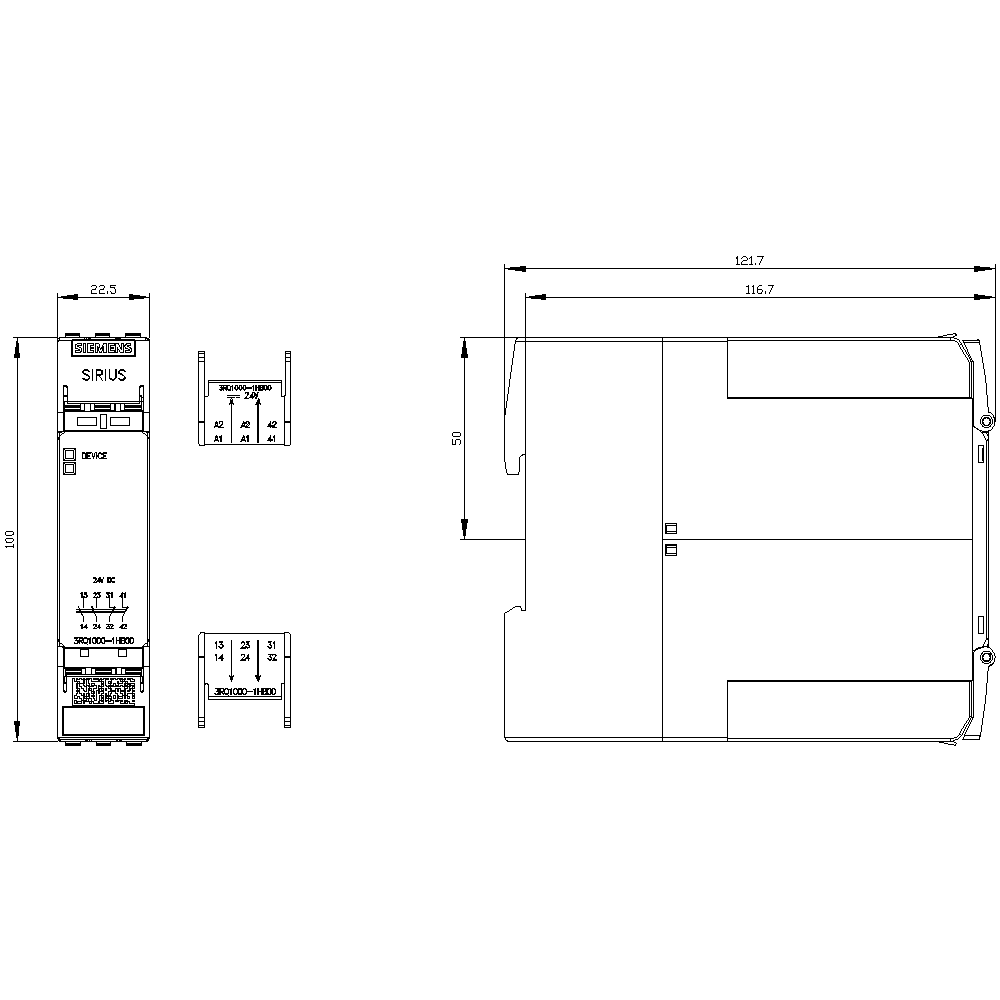Positively driven coupling relay in industrial enclosure 2 NO contacts / 2 NC contacts 24 V DC SIL 2 / PL c screw terminal - Image 2