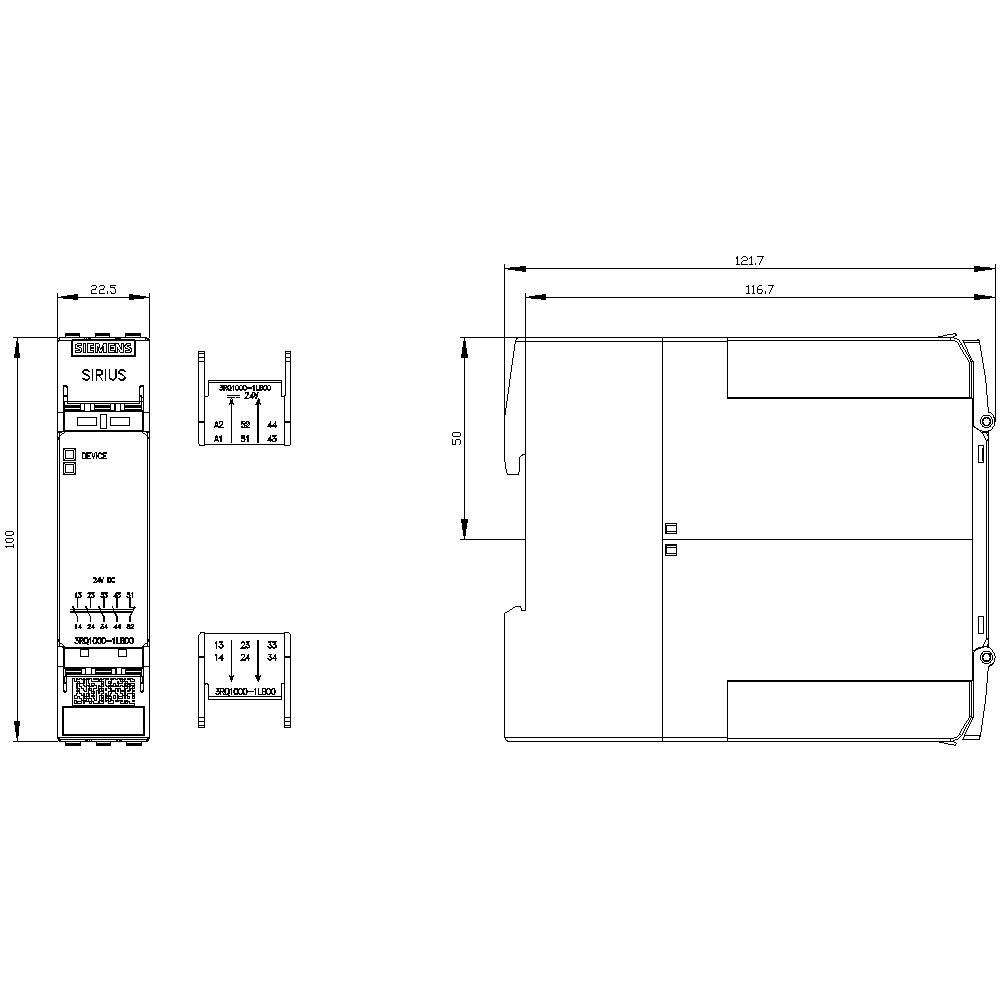 Positively driven coupling relay in industrial enclosure 4 NO contacts / 1 NC contact 24 V DC SIL 2 / PL c screw terminal - Image 2