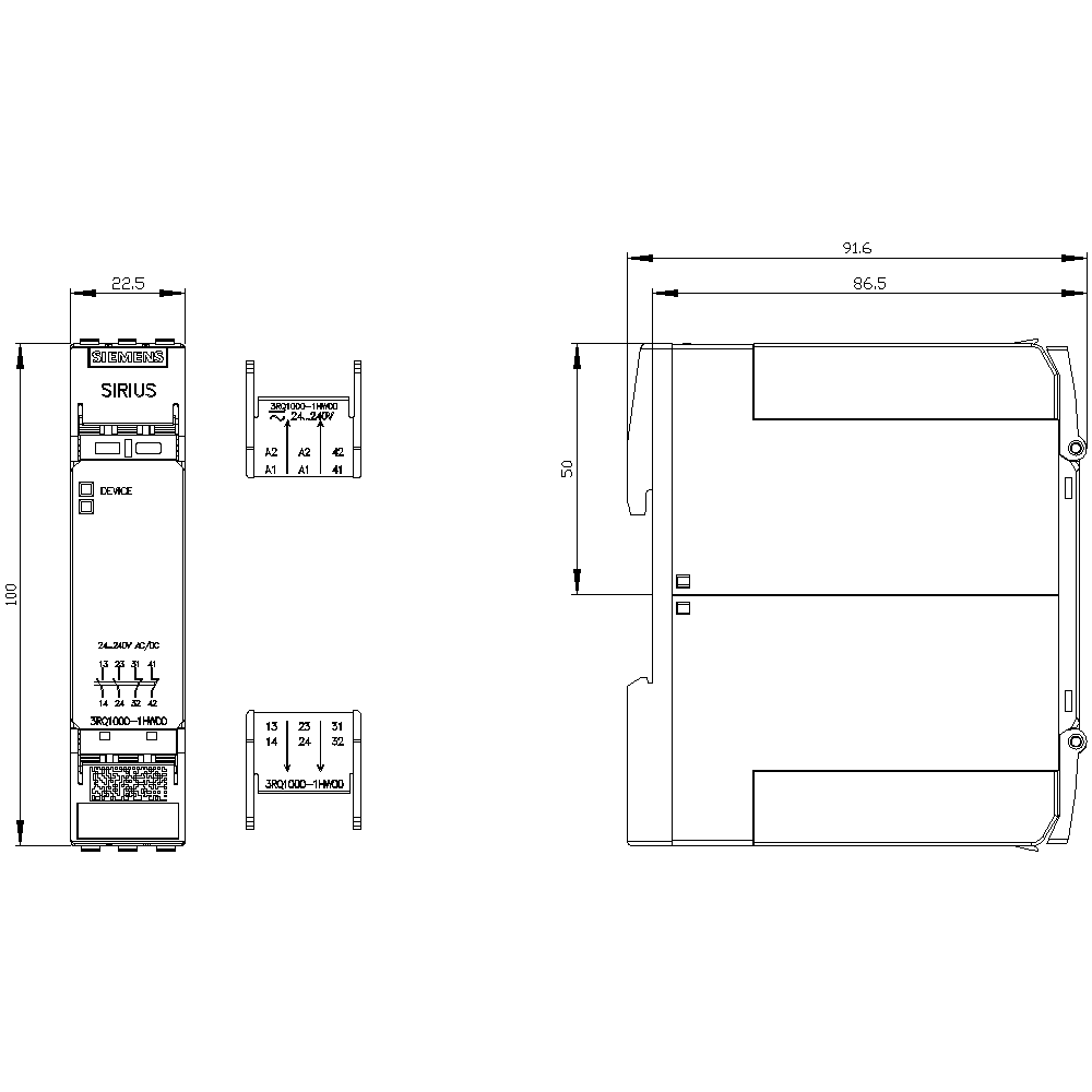 Positively driven coupling relay in industrial enclosure 2 NO contacts / 2 NC contacts 24 V to 240 V AC/DC SIL 2 / PL c Screw terminals - Image 2