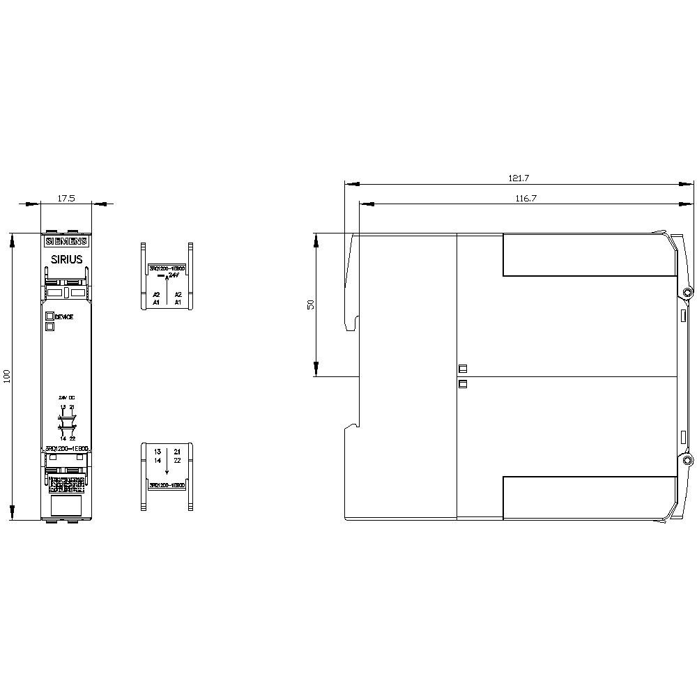 force-guided coupling relay in industrial enclosure 1 NO contact / 1 NC contact (24 V) 24 V DC SIL 3 / PL e screw terminal - Image 2