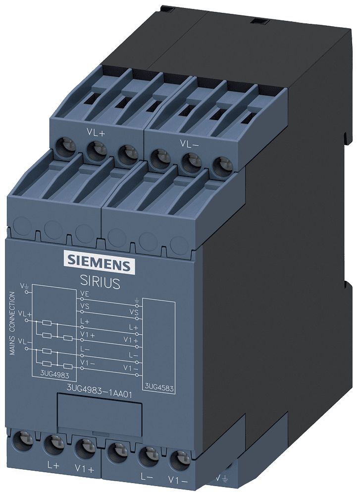 voltage reducer module for insulation monitoring relay 3UG4583 for expanding the supply voltage range to 690 V AC and 1000 V DC screw terminal by Siemens