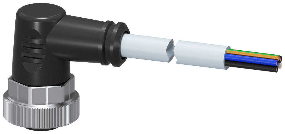 Power line 7/8" for 24 V connected and unconnected assembled with 1 x 7/8" angled on one side by Siemens