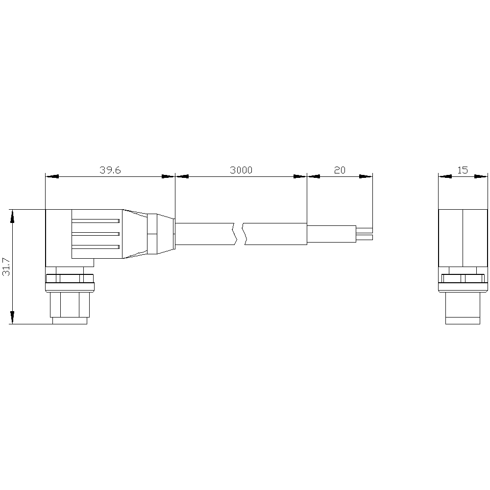 bus cable for PROFINET pre-assembled at one end 4-core - Image 2