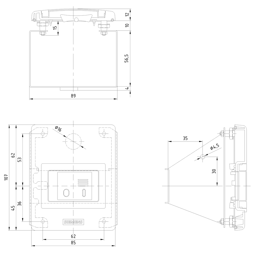 Molded plastic front plate Degree of protection IP55 with actuator diaphragm and holder for circuit breaker Size S00 - Image 2