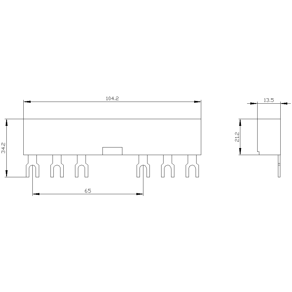 3-phase busbars modular spacing 65 mm for 2 switches and accessories fork shape connections - Image 2