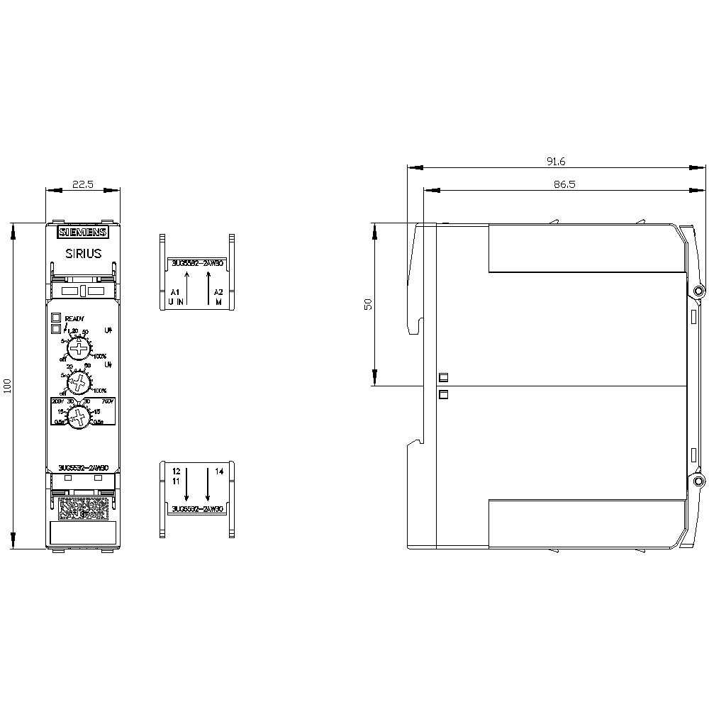 analog monitoring relay voltage monitoring from 10 to 690 V AC/DC overshoot and undershoot supply voltage 24 ... 240 V AC/DC - Image 3