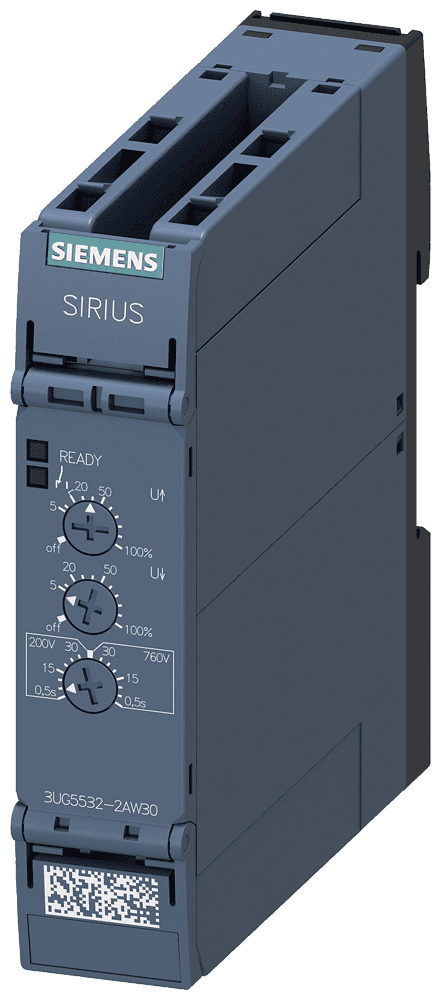 analog monitoring relay voltage monitoring from 10 to 690 V AC/DC overshoot and undershoot supply voltage 24 ... 240 V AC/DC by Siemens