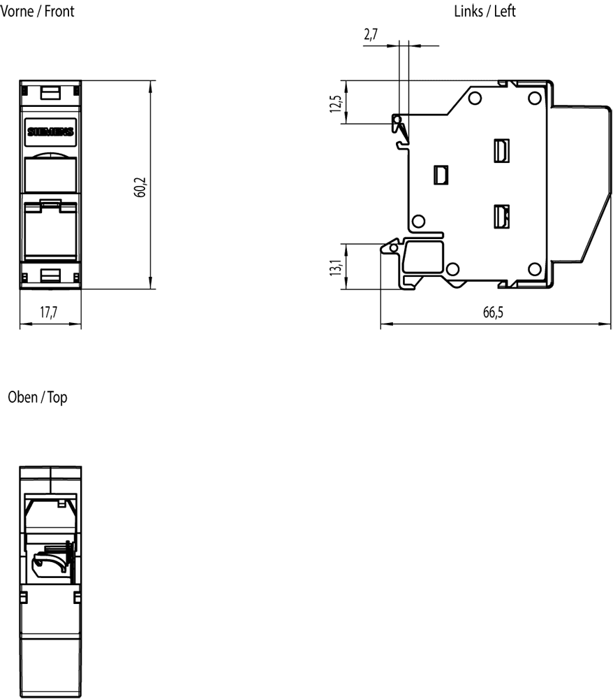 IE FC Keystone RJ45 4 x 2 RJ45 outlet that can be assembled in the field; 8-pole; Cat6A; metal enclosure; FC fast connection method; for assembly on DIN rail and 19" panel; 1 pack = 1 unit. - Image 2