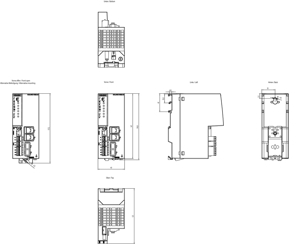 SCALANCE SC622-2C Industrial Security Appliance; for protection of devices and networks in discrete manufacturing and the process industry for protection of the industrial communication with firewall; further functions: network separation according to PROFIsafe; address conversion (NAT/NAPT); connection to SINEMA RC; 2x combo port electrical or optical; 10/100/1000 Mbit/s RJ45 or 1000 Mbit/s SFP. - Image 2
