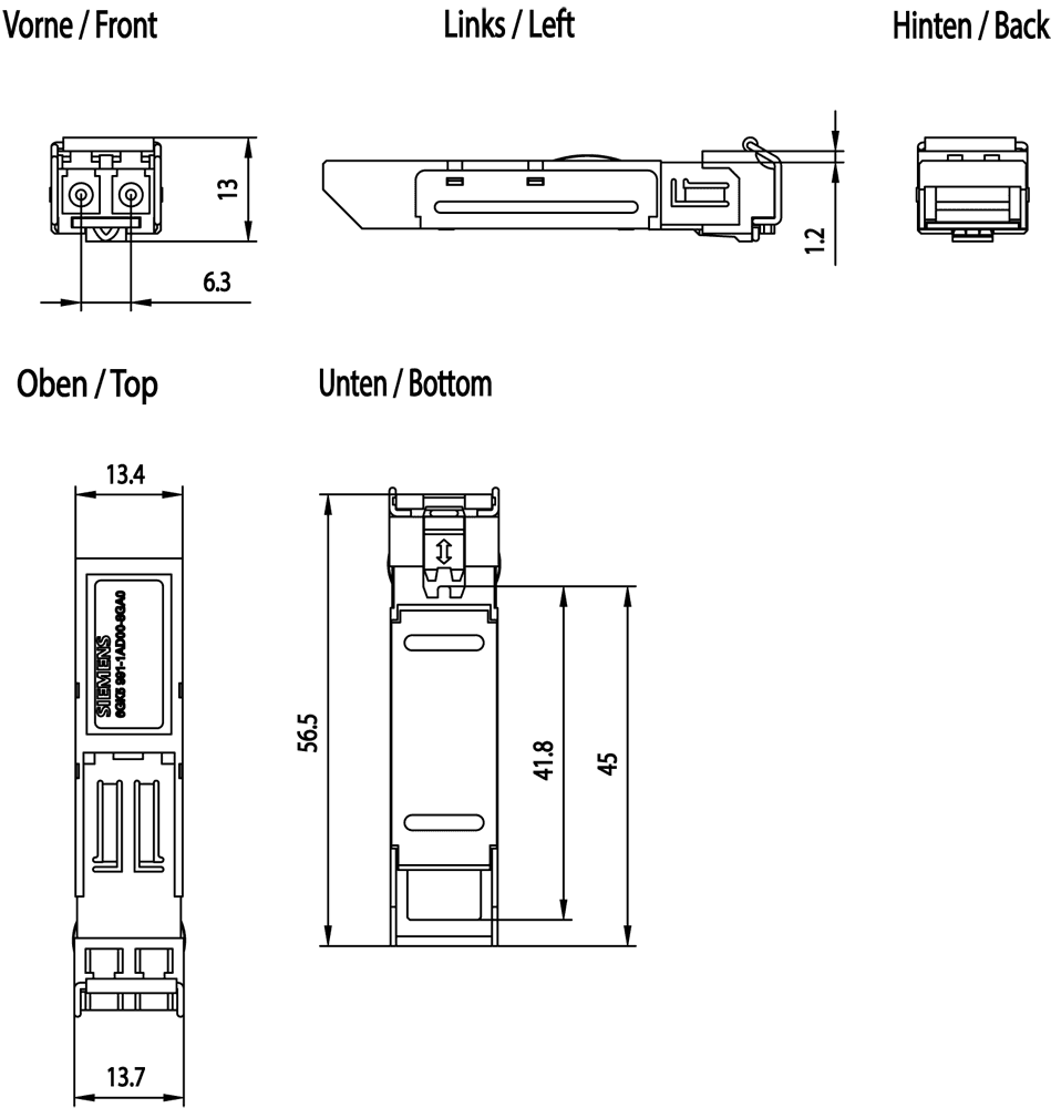 SCALANCE X accessory; Active plug-in transceiver SFP991-1A; 1x 100 Mbit/s LC port - Image 2