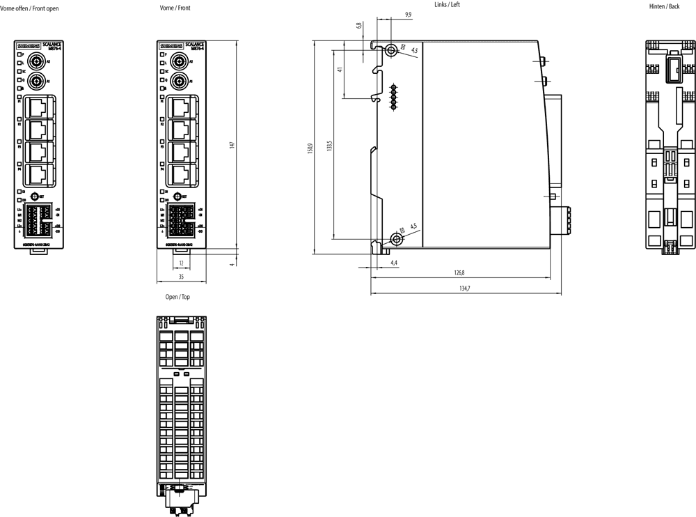 SCALANCE M876-4 4G router; for wireless IP communication from Ethernet-based programmable controllers via LTE (4G) mobile radio optimized for worldwide usage - Image 2
