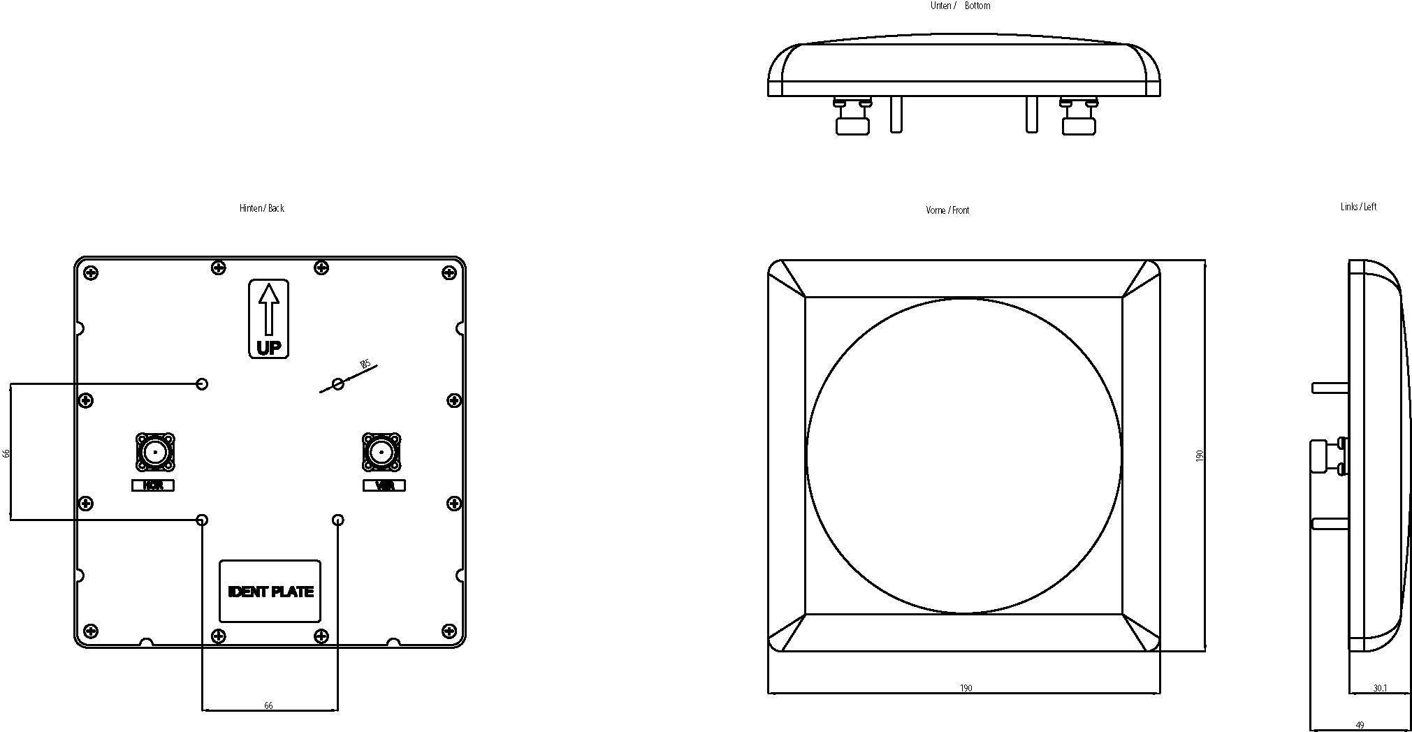 ANT793-8DJ IWLAN antenna Vertically-horizontally polarized with strong directional effect incl. 2x N-female socket; 18 dBi; IP67 (-45-+70 °C) - Image 2