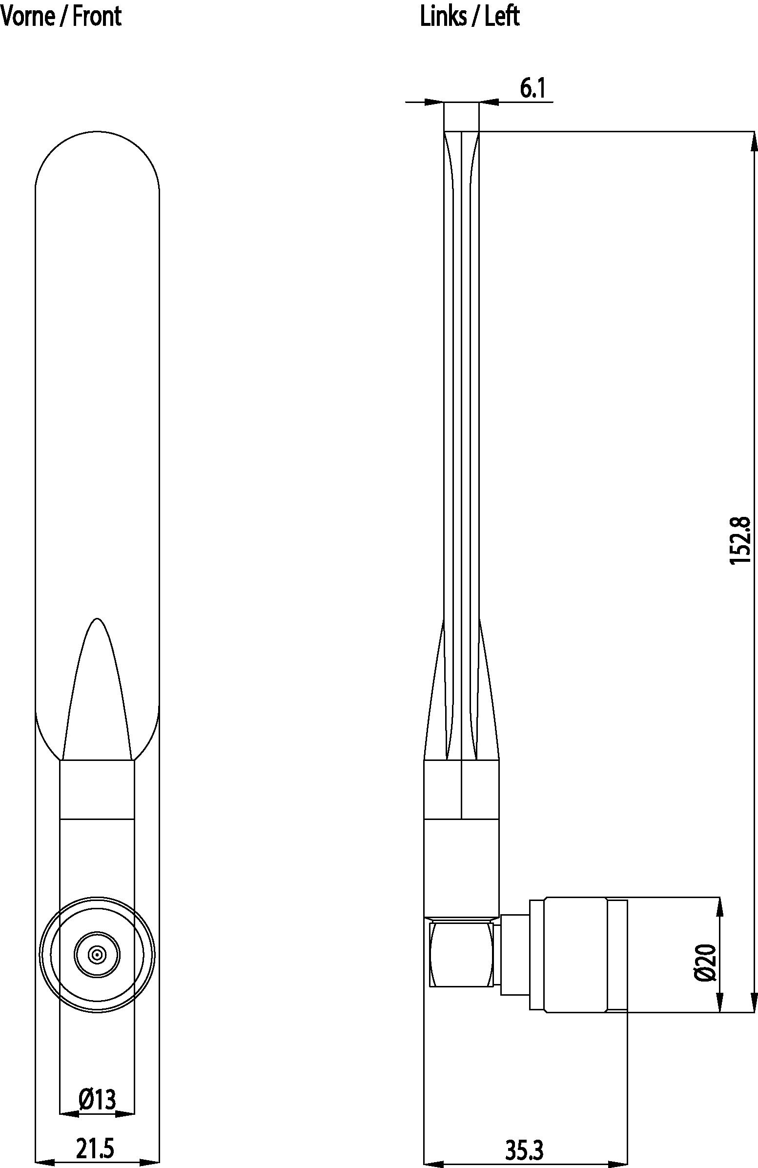 ANT795-4MD IWLAN antenna with omnidirectional Characteristic; including N-Connect male plug with fixed 90° angle; 3/5 dBi; IP65 (-20-+60 °C) - Image 2