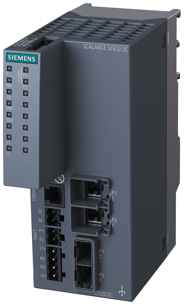 SCALANCE SC632-2C Industrial Security Appliance; For protection of devices and networks in discrete manufacturing and the process industry for protection of the industrial communication with firewall; Further functions: address conversion (NAT/NAPT); Connection to SINEMA RC; 2x combo port electrical or optical; 10/100/1000 Mbit/s RJ45 or 100 Mbit/s SFP or 1000 Mbit/s SFP. - Image 3