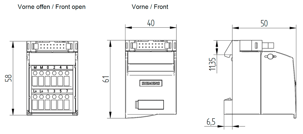 Connection module TP1 8 channels u. 2x2 terminals f. Potential supply Type: Screw terminal without LED - Image 2