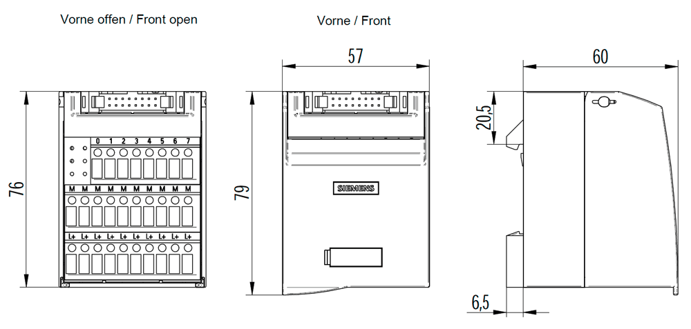 Connection module TP3 8 channels u. 2x10 terminals f. Potential supply Type: Screw terminal without LED - Image 2