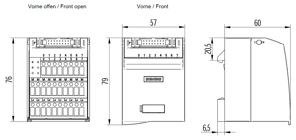Connection module TP3 8 channels u. 2x10 terminals f. Potential supply Type: Screw terminal with LED - Image 2