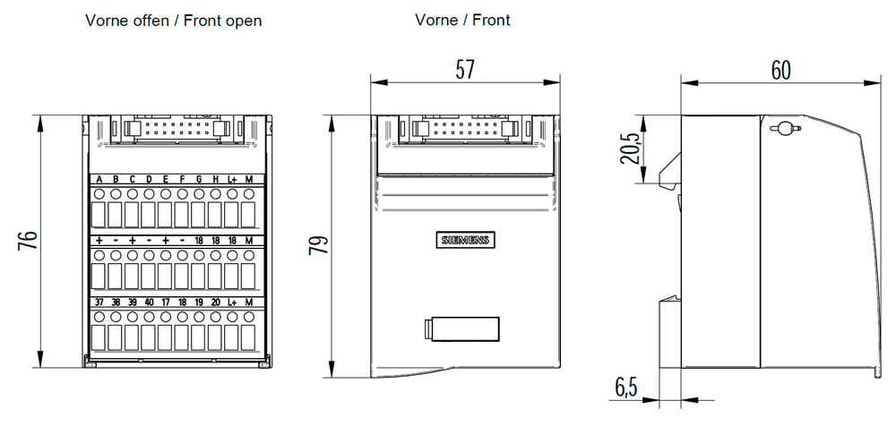 Connection module TPA 3-tier for analog Modules of the SIMATIC S7-1500 Type: Screw terminal without LED - Image 2