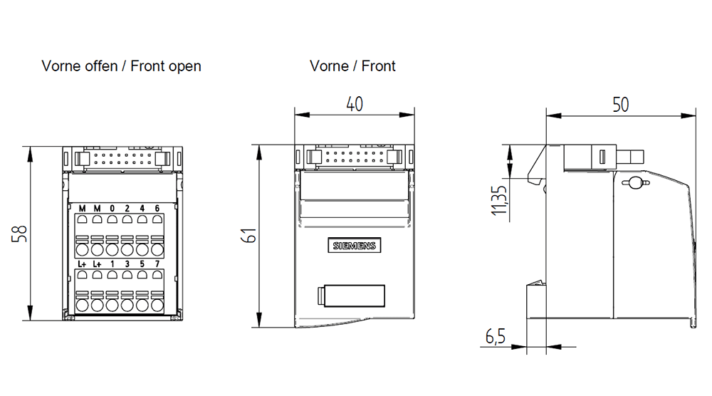 Connection module TP1 8 channels u. 2x2 terminals f. Potential supply Type: Push-in terminal without LED - Image 2