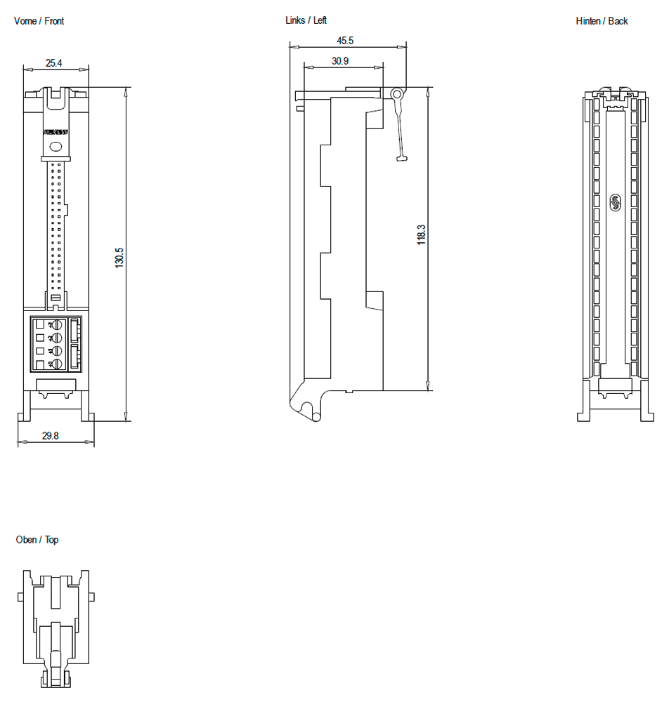 Front connector module with 1x50 pole IDC connector for digital 32 I/O modules of the S7-1500 Potential supply over Screw terminals - Image 2