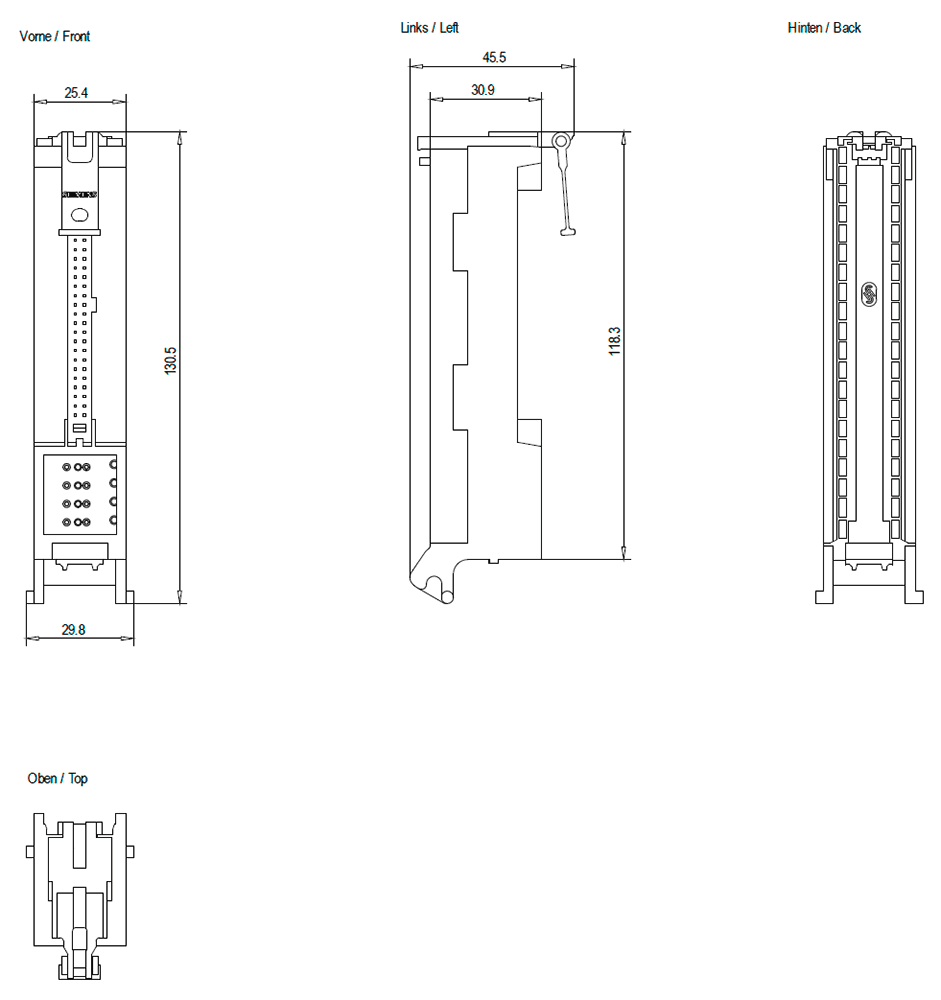 Front connector module with 1x50 pole IDC connector for analog 40 pole I/O modules of the S7-1500 Potential supply over Infeed element - Image 2
