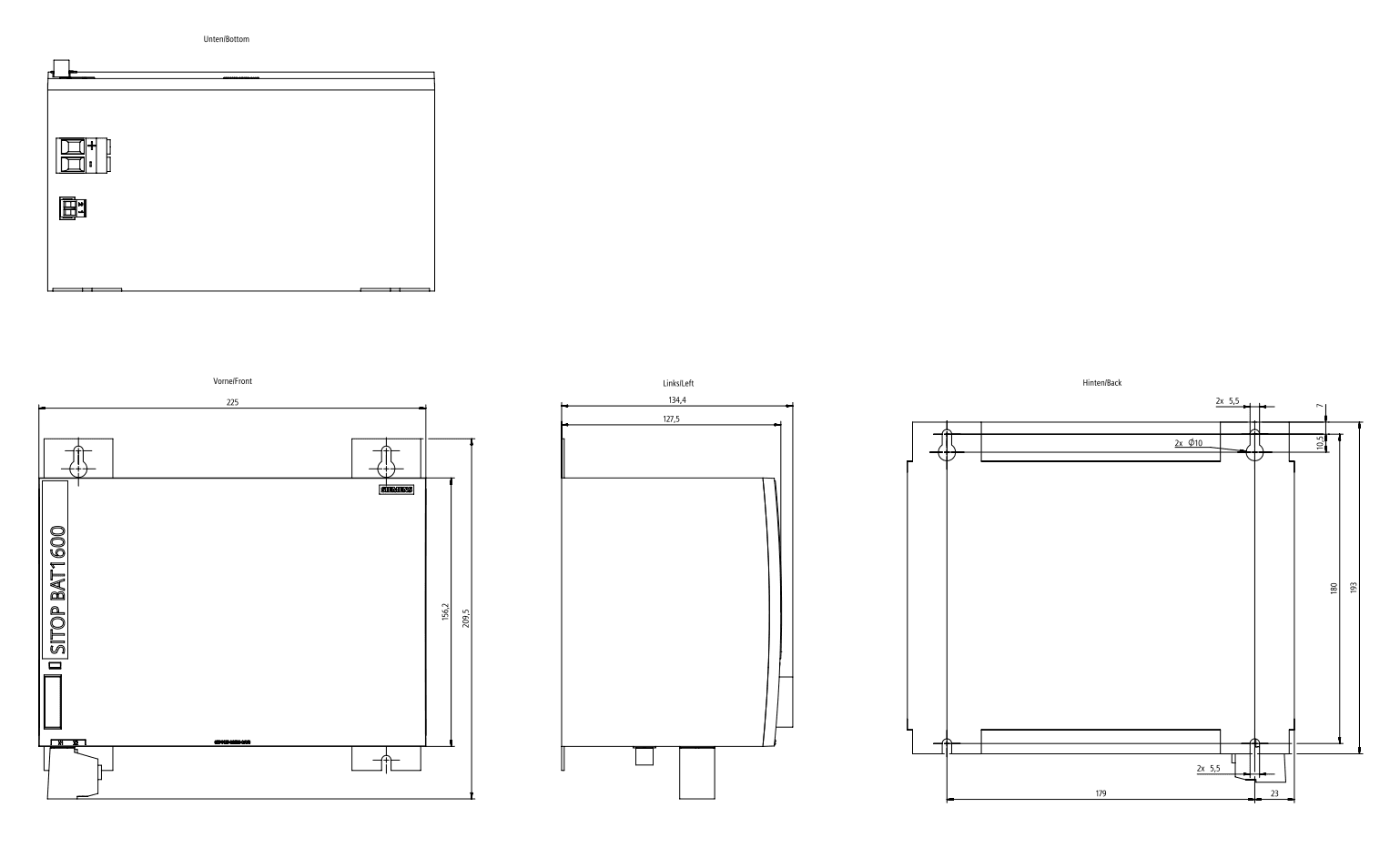 SITOP BAT1600 24 V DC 12 Ah Pb battery module with maintenance- fee closed lead-acid battery for SITOP UPS1600 - Image 2