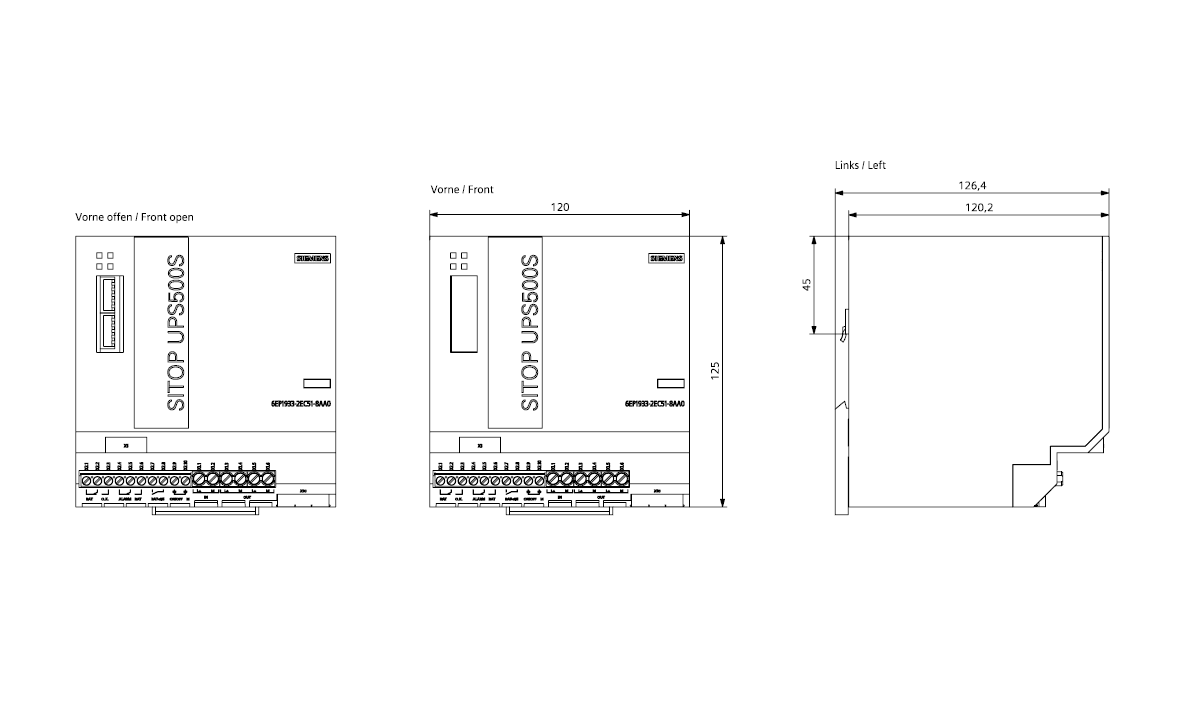 SITOP UPS500S EX maintenance-free uninterruptible power supply with USB interface basic device 5 kWs input: 24 V DC output: 24 V DC/15 A degree of protection IP20 - Image 2