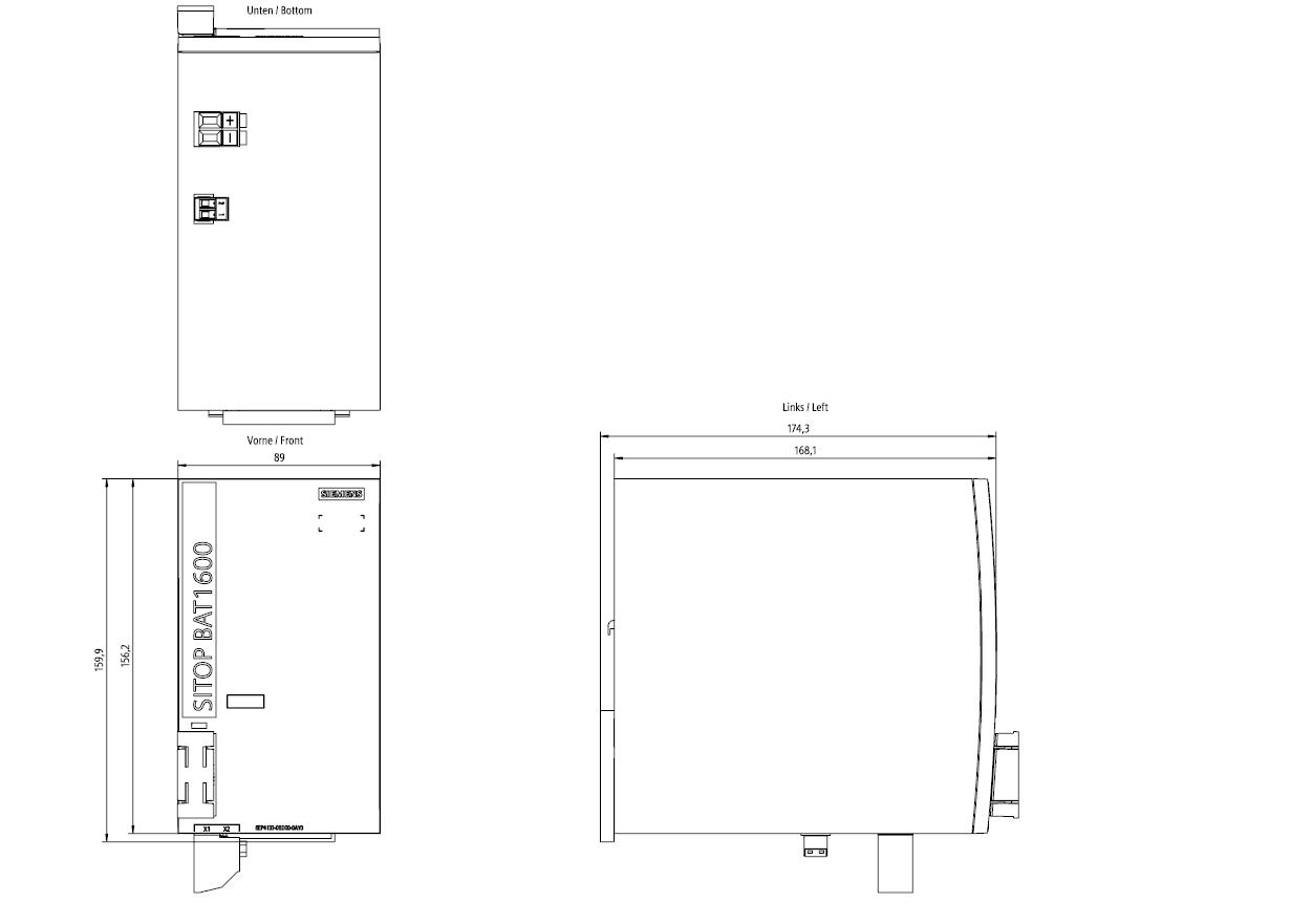 SITOP BAT1600 EX 24 V DC 3.2 Ah Pb battery module with maintenance- free closed lead-acid battery for SITOP UPS1600 - Image 2