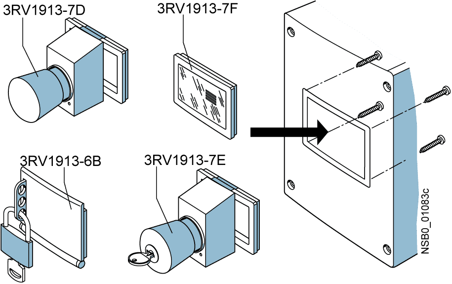 locking provision for 3 padlocks for enclosure 3RV1913 by Siemens
