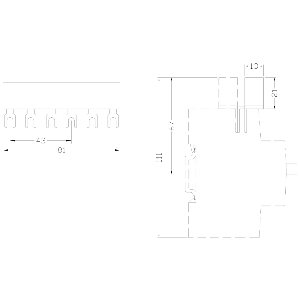 Connecting piece for 3-phase busbar Modular spacing 45 mm - Image 2