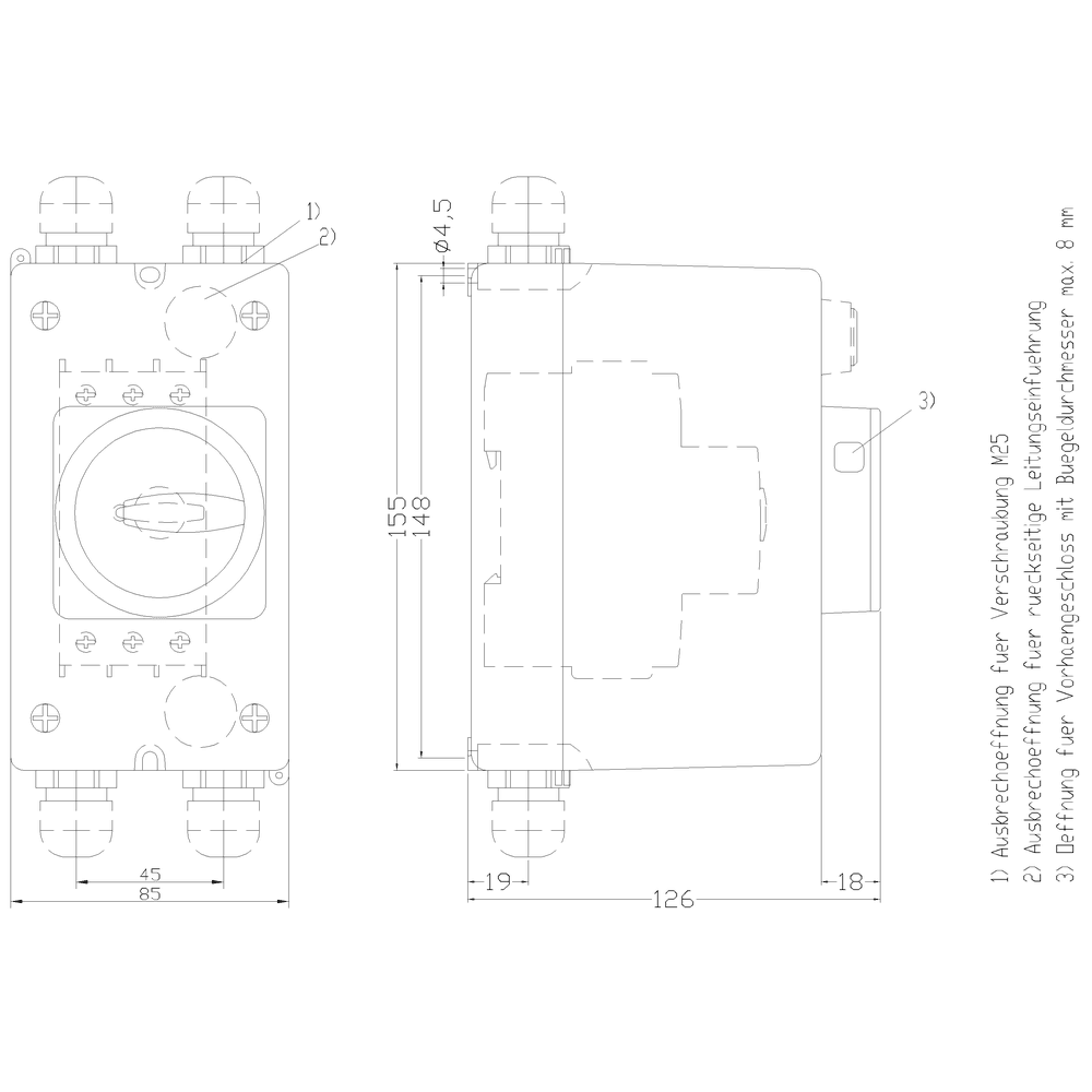molded-plastic enclosure for surface mounting with EMERGENCY OFF rotary operating mechanism 54 mm - Image 2