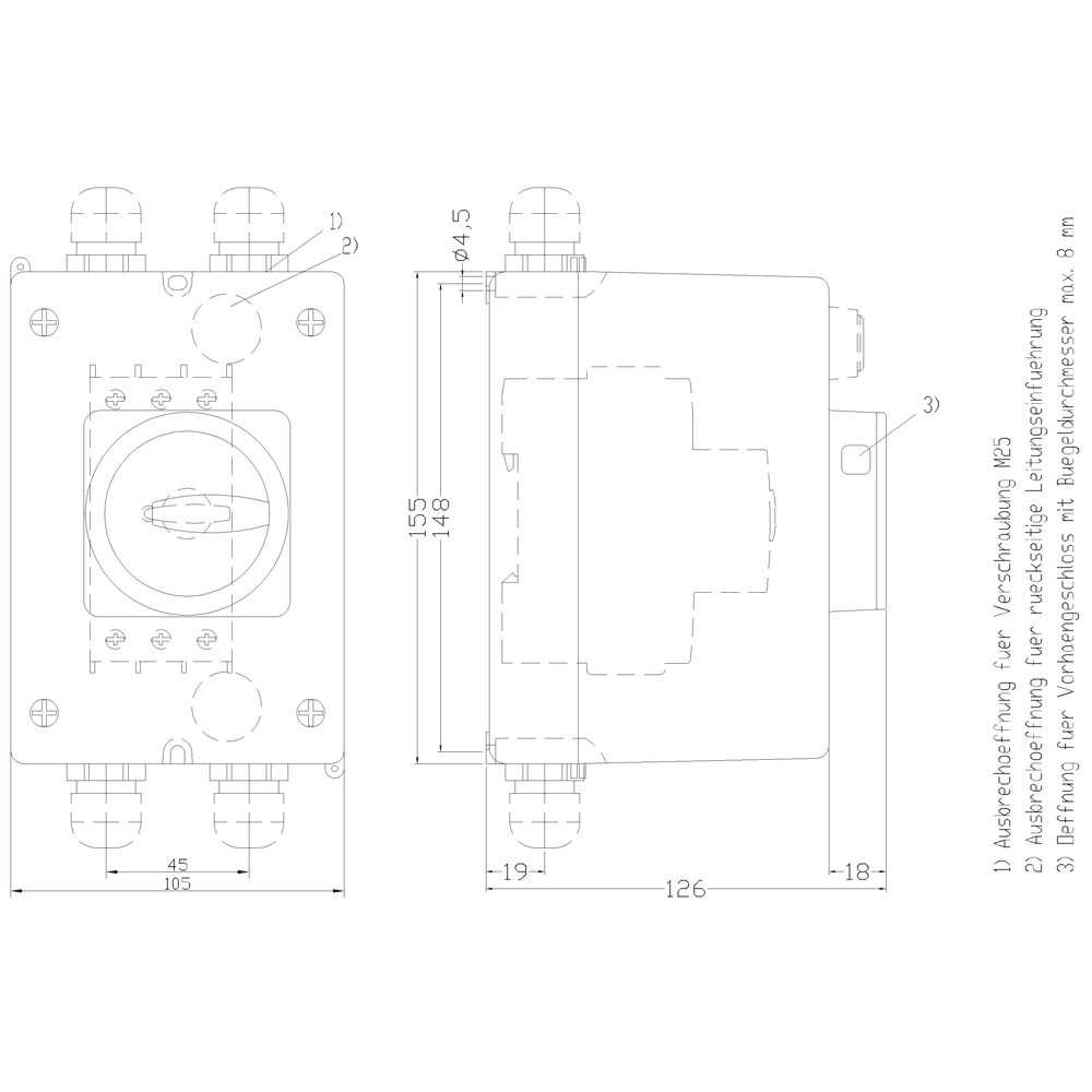 Molded-plastic enclosure for surface mounting with EMERGENCY-STOP rotary operating mechanism 72 mm - Image 2