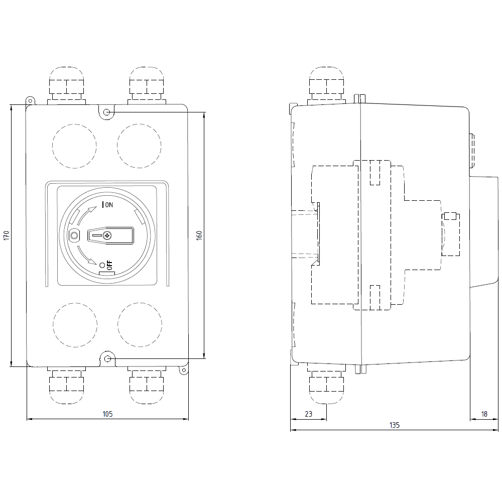 Cast aluminum surface mounting enclosure Degree of protection IP65 72 mm installation width with PE terminal for circuit breaker Size S0 - Image 2