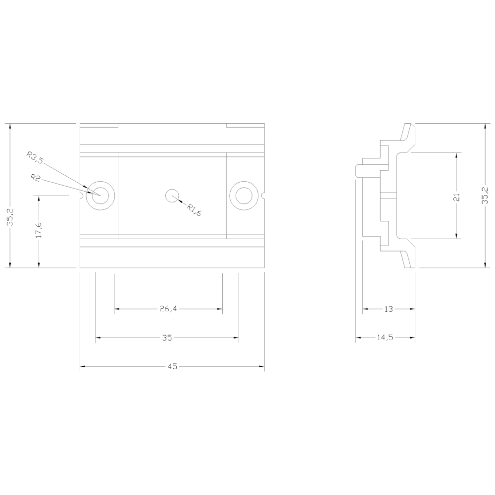 Mounting rail 45 mm for mounting on 3-phase busbars 3RV2917-1/4 - Image 2